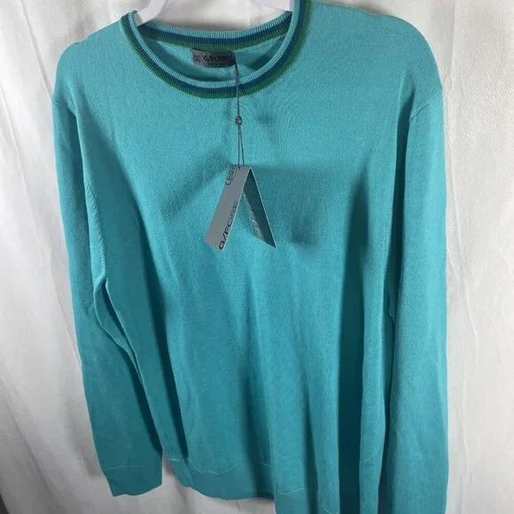 G/FORE Sweater Merino Wool Men’s Large Turquoise Preppy Golf NWT